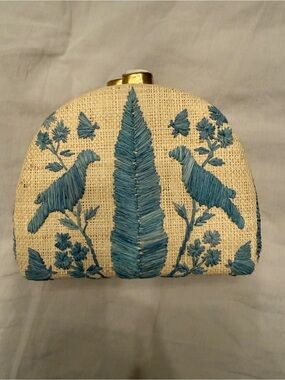 Pamela Munson X Schumacher Embroidered Straw Clutch - NWT